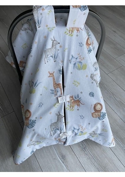 Denim Mavi Örgü Safari Poplin Çift Yönlü Puset Örtüsü