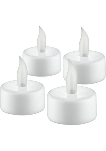 Dekoratif Alev Efektli LED Mum 4 Adet Tea Light Dekor Ambiyans LED Işıklı Dumansız Mum