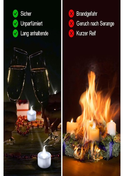 Dekoratif Alev Efektli LED Mum 4 Adet Tea Light Dekor Ambiyans LED Işıklı Dumansız Mum