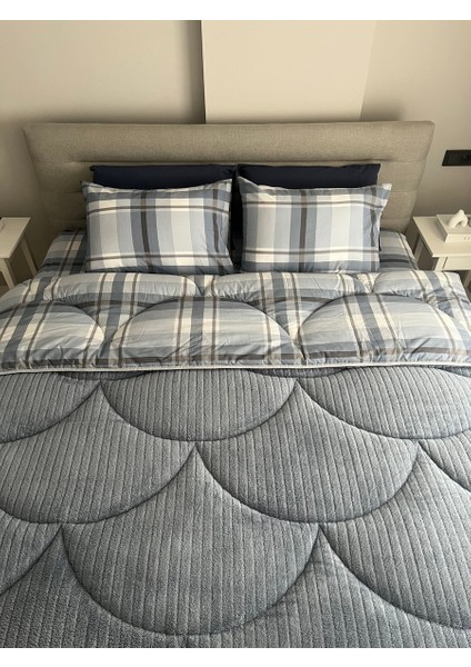 Wellsoft Dream Ekose King Size Gri Yorgan + Yastık Kılıfı fiyatları