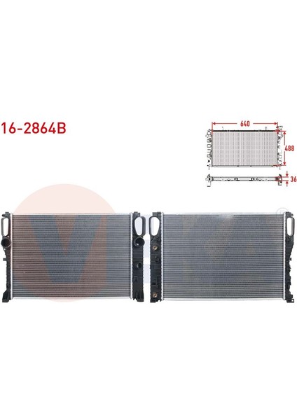 VEKA-16-2864B - Su Radyatoru Brazıng Kalınlık 36MM Mercedes Cls (C219) Cls 350 Cdı - Cls 500 A-T/m-T 2004-2011/ E Serısı (W211) E 280 Cdı - E 320 Cdı A-T/m-T 2002-2008