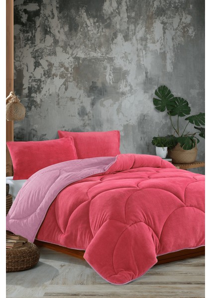 Wellsoft Çift Kişilik Yorgan Silikon Elyaf Dolgulu Pudra 195x215 cm Çift Taraflı Yumuşak Kumaş