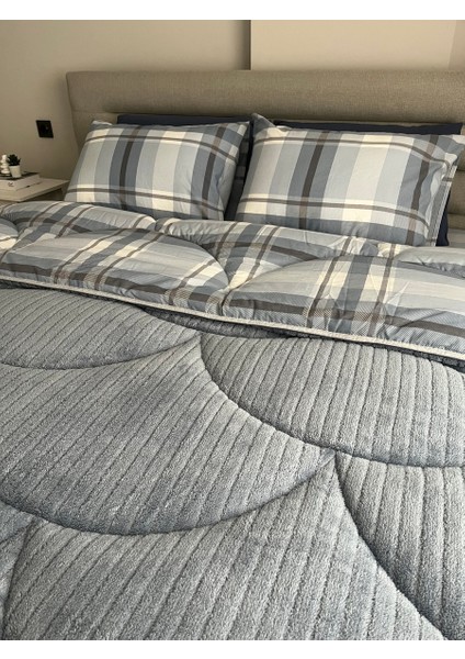 Wellsoft Dream Ekose King Size Gri Uyku Seti Çarşaflı modelleri