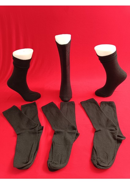 Pamuklu Siyah Erkek Tenis Çorabı 6'lı Paket
