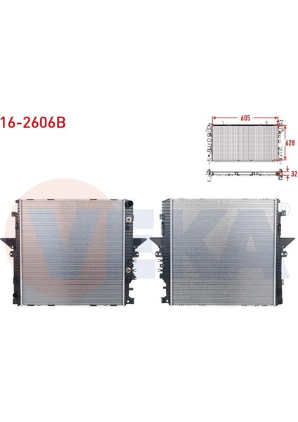 VEKA-16-2606B - Su Radyatoru Brazıng Land Rover Range Rover Sport 4.2 - 4.4 4×4 A-T/m-T 2005-2013/ Land Rover Dıscovery 4.4 4×4 A-T/m-T 2004-2010