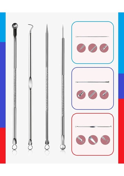 Temizleyici 4'Lü Set Paslanmaz Çelik Komedon modelleri