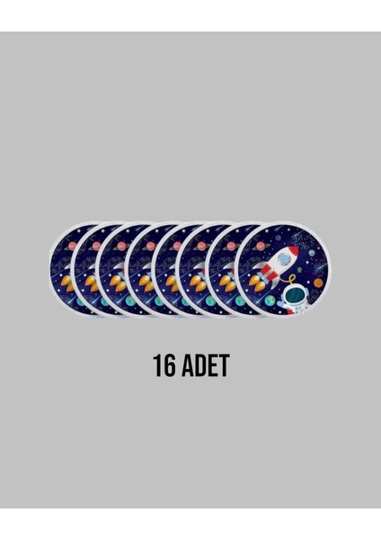 Uzay Temalı Tabak 16 Li - Doğum Günü Parti Seti Malzemeleri