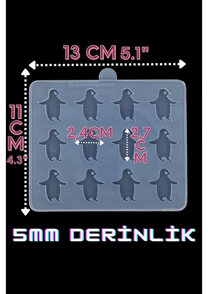 Epoksi Silikon Kalıp / 12LI Mini Penguen Kalıbı