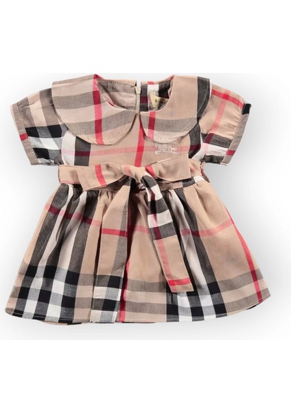 Baby Marka Burberi Desen Okul Yaka Elbise Kız 9-36 Ay