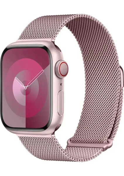 Watch Seri 10 42MM Uyumlu Paslanmaz Hasır Örgü Metal Mıknatıs Kordon