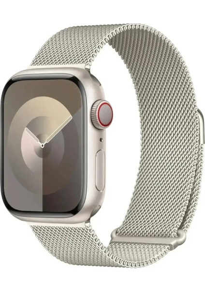 Watch Seri 10 42MM Uyumlu Paslanmaz Hasır Örgü Metal Mıknatıs Kordon