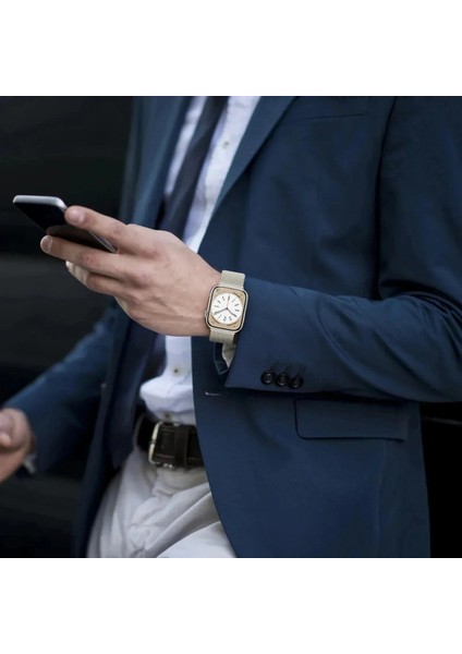 Watch Seri 10 42MM Uyumlu Paslanmaz Hasır Örgü Metal Mıknatıs Kordon modelleri
