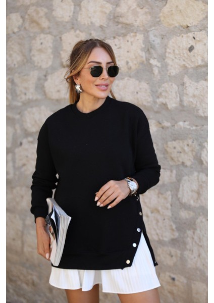 Chamakh Kadın Yanı Çıt Çıt Detaylı 3 Iplik Sweatshirt fiyatları