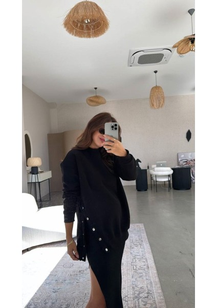 Chamakh Kadın Yanı Çıt Çıt Detaylı 3 Iplik Sweatshirt fırsatları