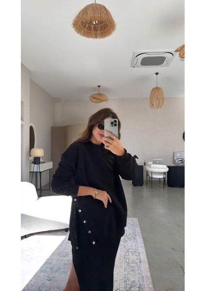Chamakh Kadın Yanı Çıt Çıt Detaylı 3 Iplik Sweatshirt indirimleri