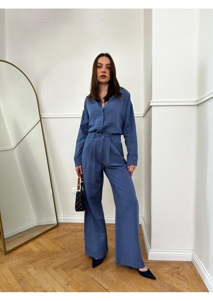 Magarde Kadın Basic Oversize Tunik ve Pileli Tam Kalıp Bol Pantolonlu Keten Takım fiyatları