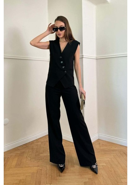 Magarde Kadın Kruvaze Yelekli Pantolon Takım