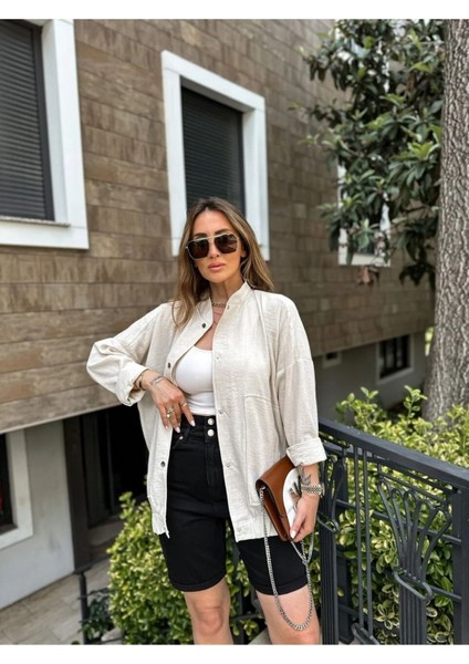 Chamakh Kadın Vatkalı Dik Yakalı Ince Kadife Mini Elbise