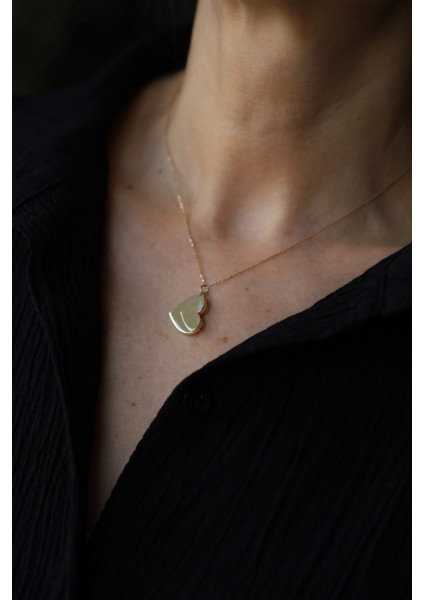 14 Ayar Altın Kapaklı Kalp Kolye