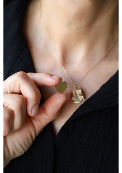 14 Ayar Altın Kapaklı Kalp Kolye fırsatları