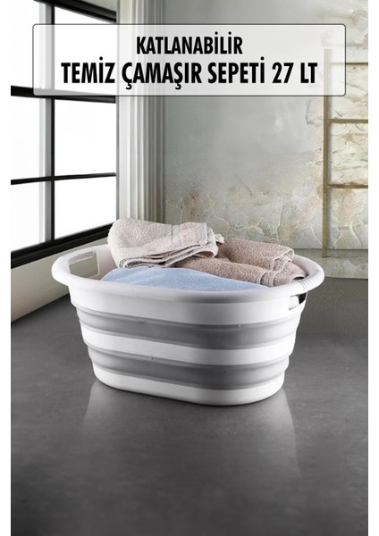 Katlanabilir Silikon Çamaşır Sepeti & Akordiyon Katlanır Sepet 27 Lt