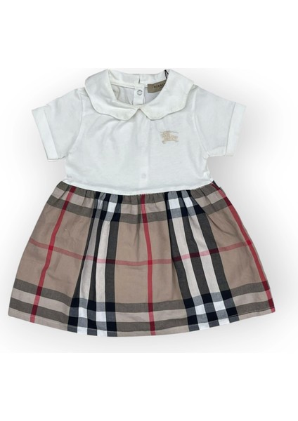 Baby Marka Burberi Desen Bebe Yaka Elbise Kız 9-36 Ay