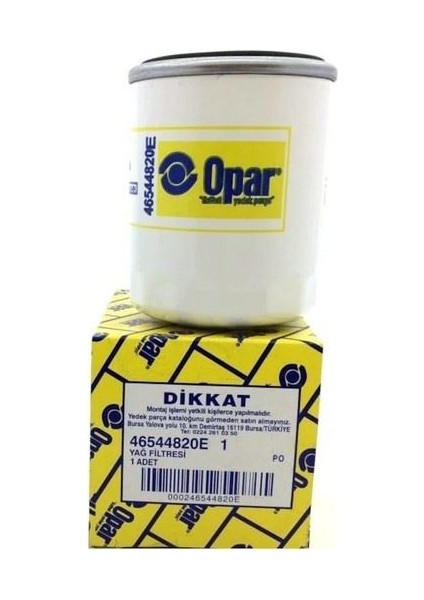 46544820E - Yağ Filtresi Palıo Albea Doblo Brava Stılo Punto / Mıto / Astra F Corsa A B Combo / Cıvıc Iıı Iv V Accord 1.2 1.4 8V
