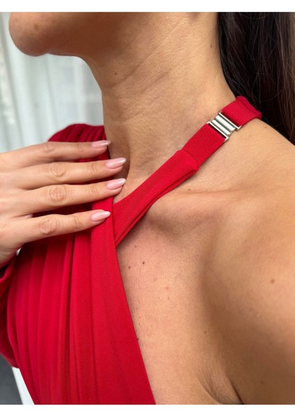 Miss Neşem Kadın Tek Kol Drapeli Boyun Detaylı Bodysuit Bluz
