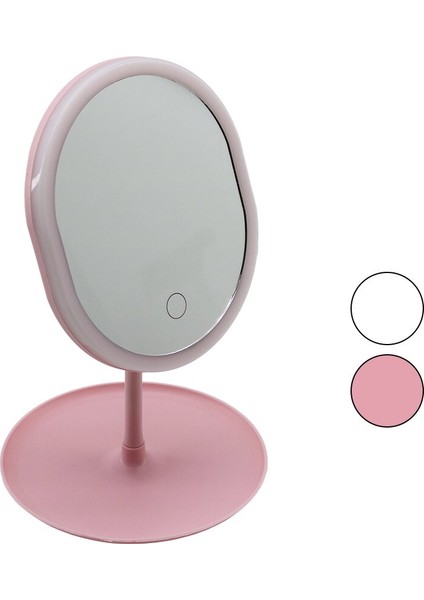 Yuvarlak- Düz Kenar 7 Inç Ledli - USB Şarjlı Makyaj Aynası 90°takılıklı Ayakr.pls 17.5 cm (4741)