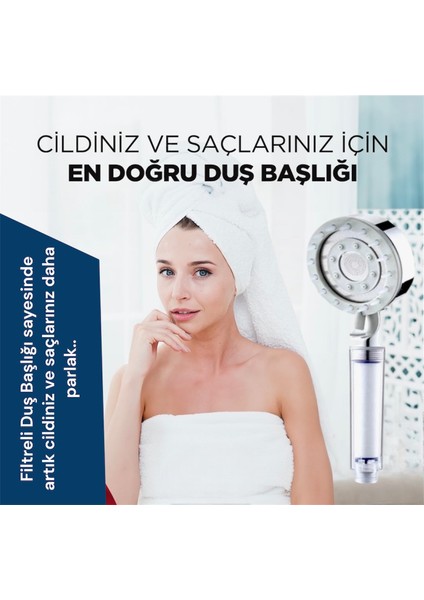 Masaj Özellikli 5 Adet Yedek Filtreli Su Tasarruflu Kireç Önleyici Özellikli Duş Başlığı