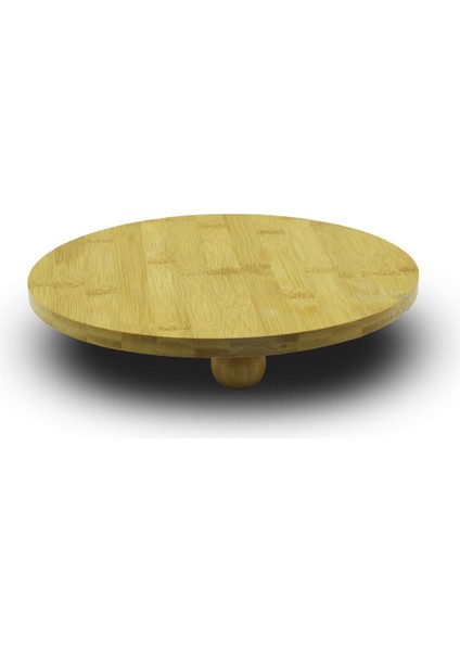 YUVARLAK=29CM 3 Mini Top Ayaklı Ahşap Bambu Sunum Tahtası - Mini Sofra (4741)