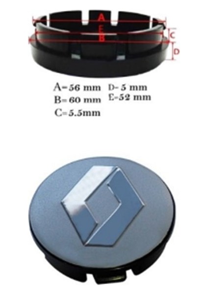 Jant Göbek Arması 56-60MM Gri Renk Renault