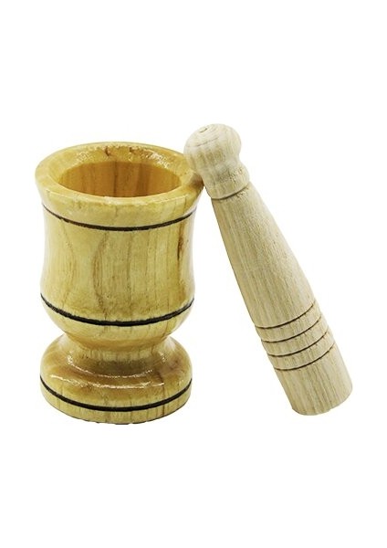 Küçük Boy Ahşap Havan Sarımsak Dövecek Ç: 6cm--D: 4cm--Y: 8.8cm Fileli Ambalaj (4741)