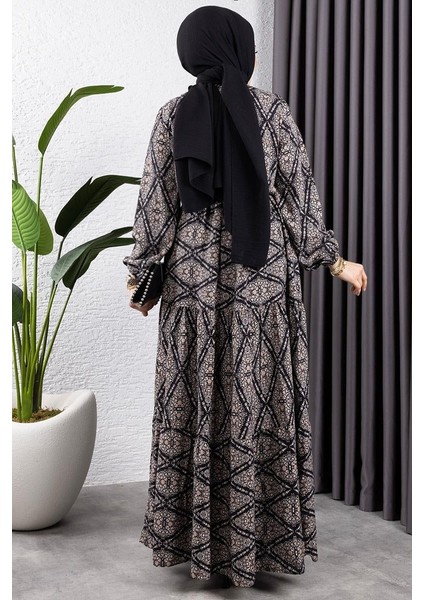 bağcıklı Desenli Viskon Elbise modelleri