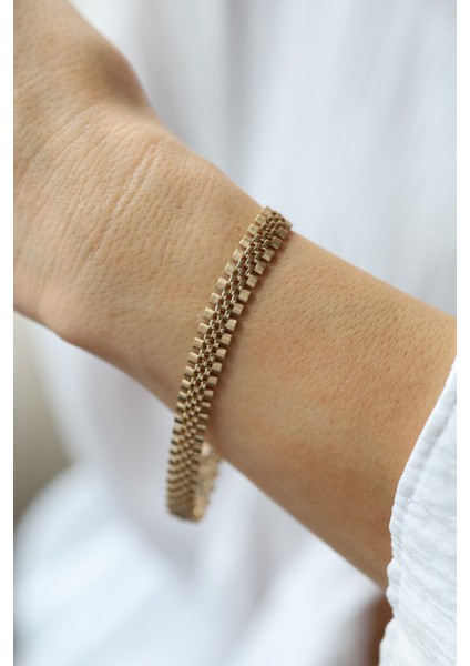 14 Ayar Altın Saat Kordonu Modeli Tasarım Bileklik