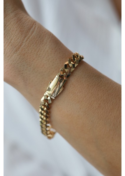 14 Ayar Altın Taşsız Kilitli Gurmet Bileklik