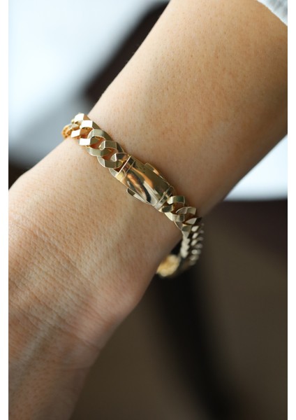 14 Ayar Altın Taşsız Kilitli Gurmet Bileklik modelleri