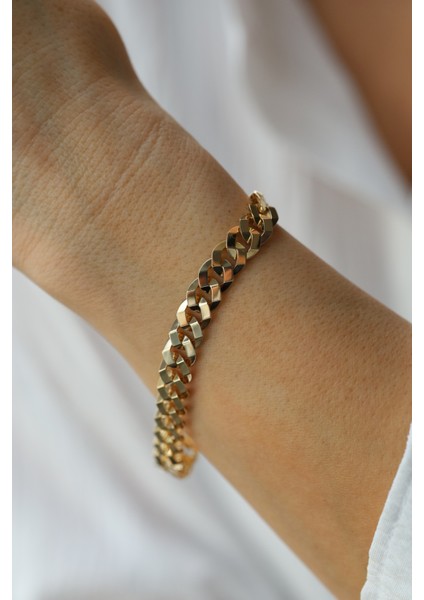 14 Ayar Altın Taşsız Kilitli Gurmet Bileklik fırsatları