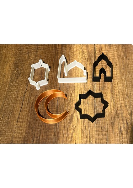 5'li Ramazan Kurabiye Kalıbı, Polimer Kil, Oyun Hamuru Damga ve Kesici Kalıp Seti Dini indirimleri