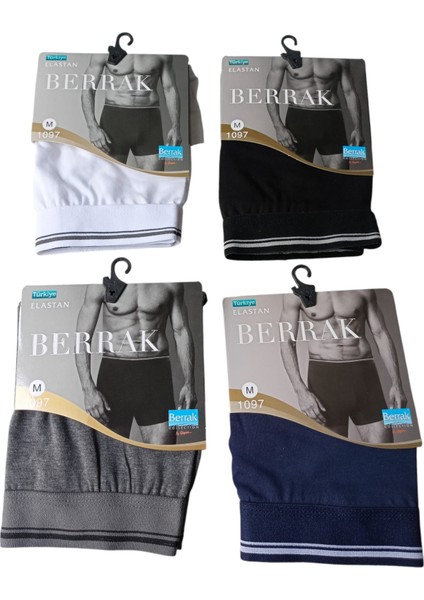 Erkek boxer 4'lü ekonomik paket dört ayrı renkli set siyah-beyaz-lacivert-füme pamuklu cotton BBE1-5S