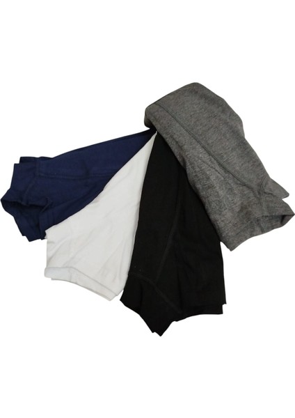 Erkek boxer 4'lü ekonomik paket dört ayrı renkli set siyah-beyaz-lacivert-füme pamuklu cotton BBE1-5S