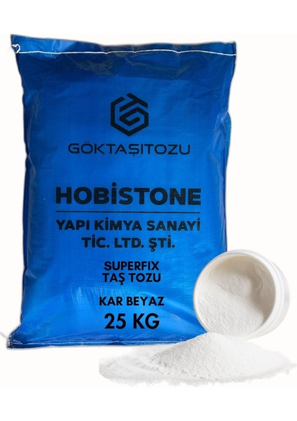 Superfıx Taş Tozu / Hobi Harcı / Obje-Mumluk-Heykel-Saksı-Tepsi Yapımı Için Özel Kar Beyaz Döküm Tozu / 25 kg