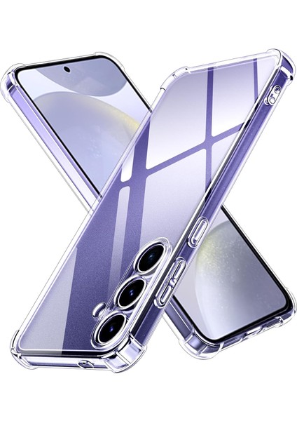 Caseworld Samsung Galaxy S24 Fe Kapak Kamera Korumalı Airbag Antishock Köşe Korumalı Şeffaf Silikon Kılıf