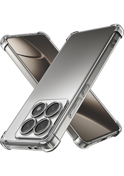 Caseworld Xiaomi Mi 14T Pro Kapak Kamera Korumalı Airbag Antishock Köşe Korumalı Şeffaf Silikon Kılıf