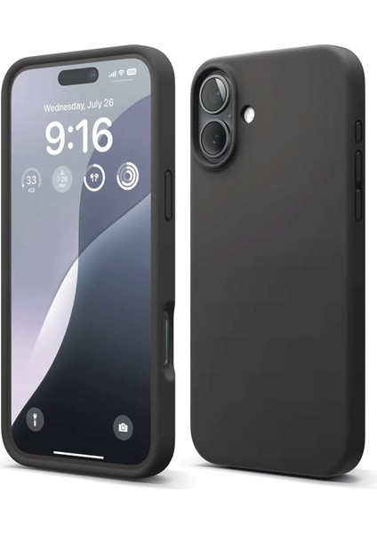Apple iPhone 16 Plus Kılıf Silikon Kılıf Yumuşak Kılıf Içi Kadife Lansman - Siyah