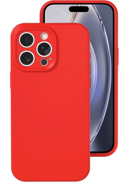 Apple iPhone 16 Pro Kılıf Silikon Kılıf Yumuşak Kılıf Içi Kadife Lansman - Kırmızı