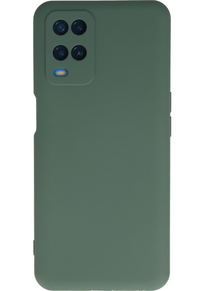 Oppo A54 4g Kılıf Silikon Kılıf Yumuşak Kılıf Içi Kadife Lansman - Koyu Yeşil