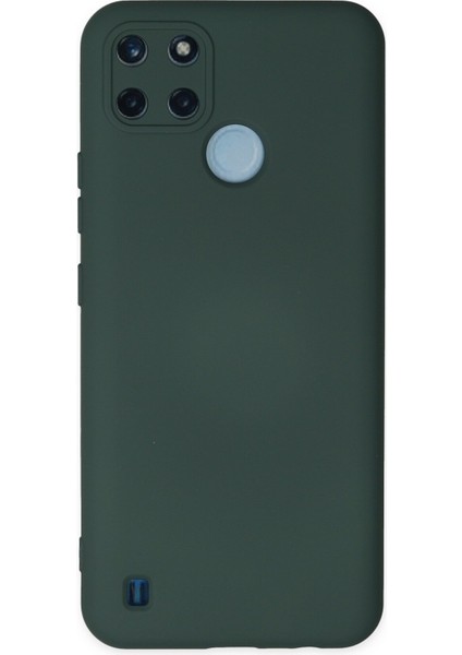 Realme C25Y Kılıf Silikon Kılıf Yumuşak Kılıf Içi Kadife Lansman - Koyu Yeşil