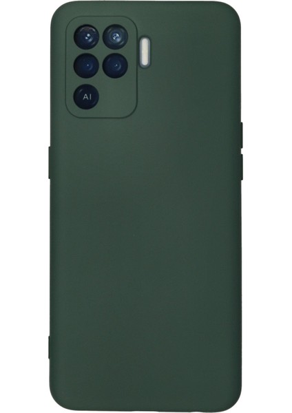 Oppo Reno 5 Lite Kılıf Silikon Kılıf Yumuşak Kılıf Içi Kadife Lansman - Koyu Yeşil