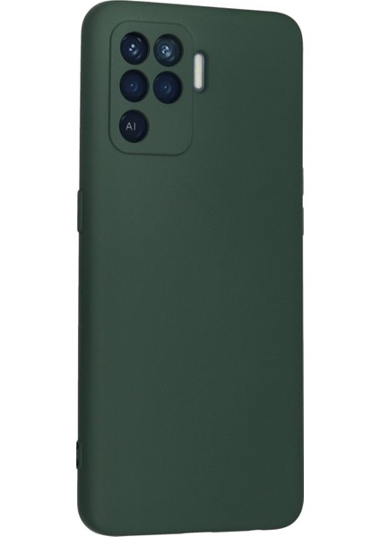 Oppo Reno 5 Lite Kılıf Silikon Kılıf Yumuşak Kılıf Içi Kadife Lansman - Koyu Yeşil